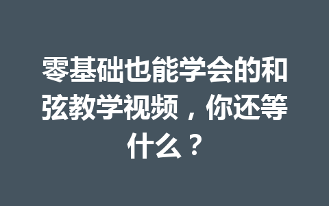 零基础也能学会的和弦教学视频，你还等什么？