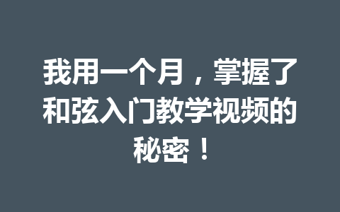 我用一个月，掌握了和弦入门教学视频的秘密！